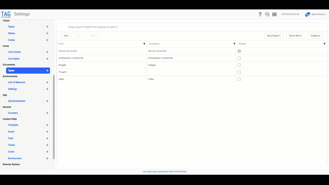 Documents - Documents type, Tasks - Comments
