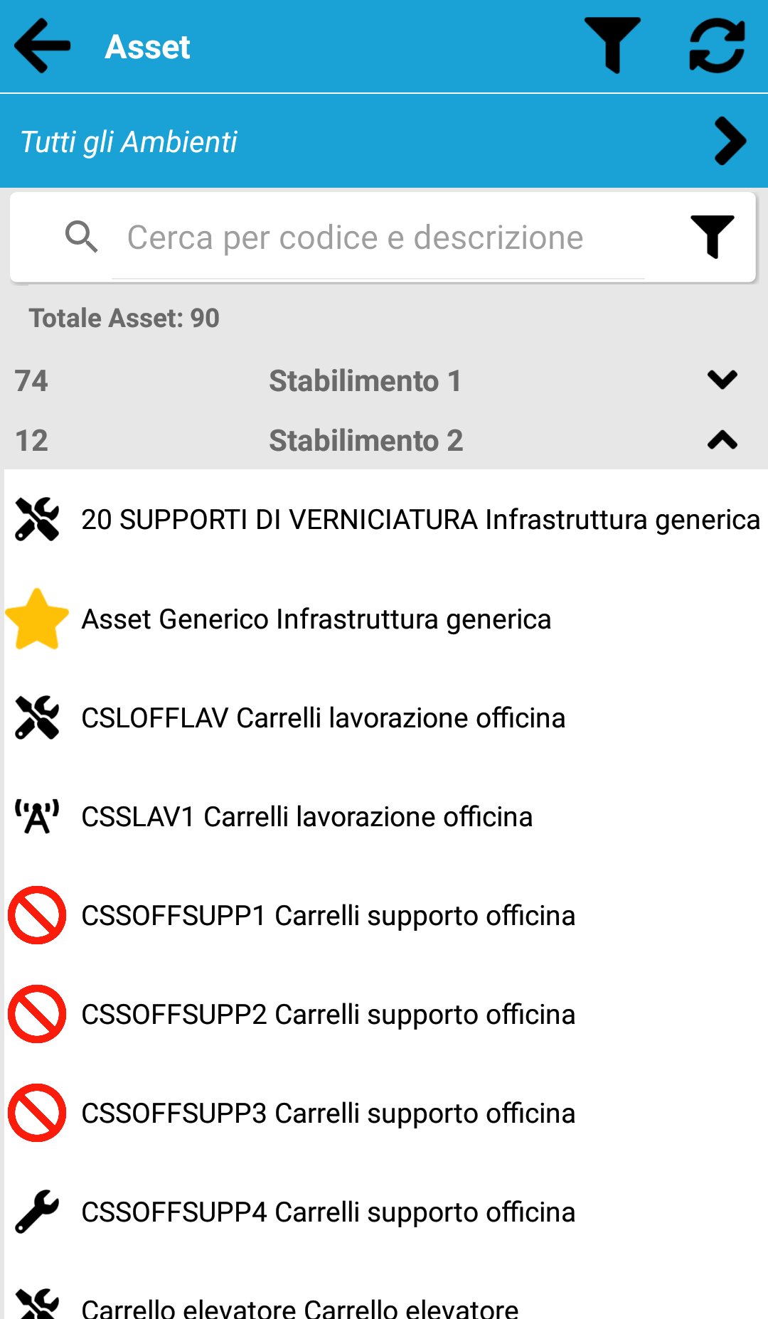 Asset - Ricerca in modalità 