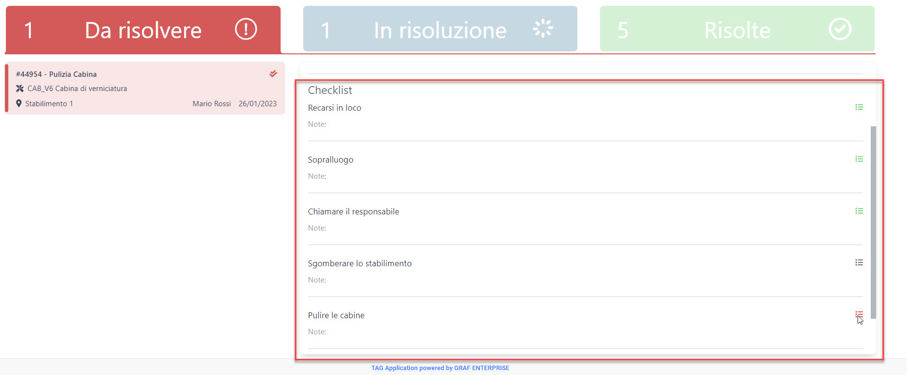 Non conformità - nuove funzionalità