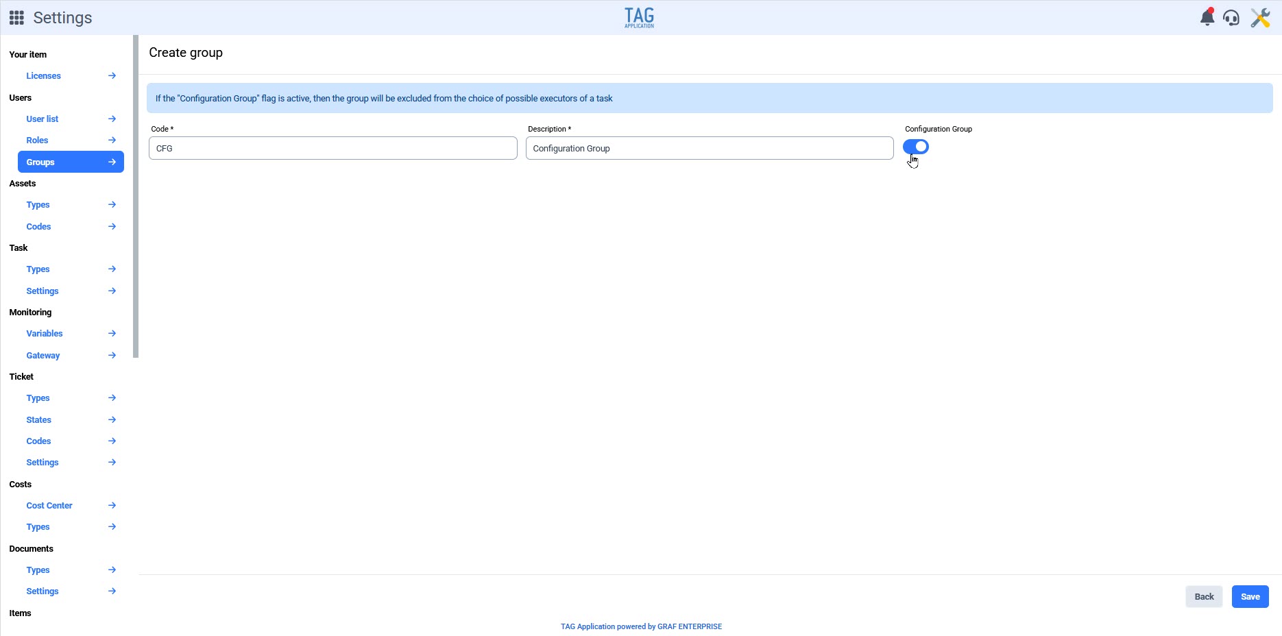 Gruppi di configurazione