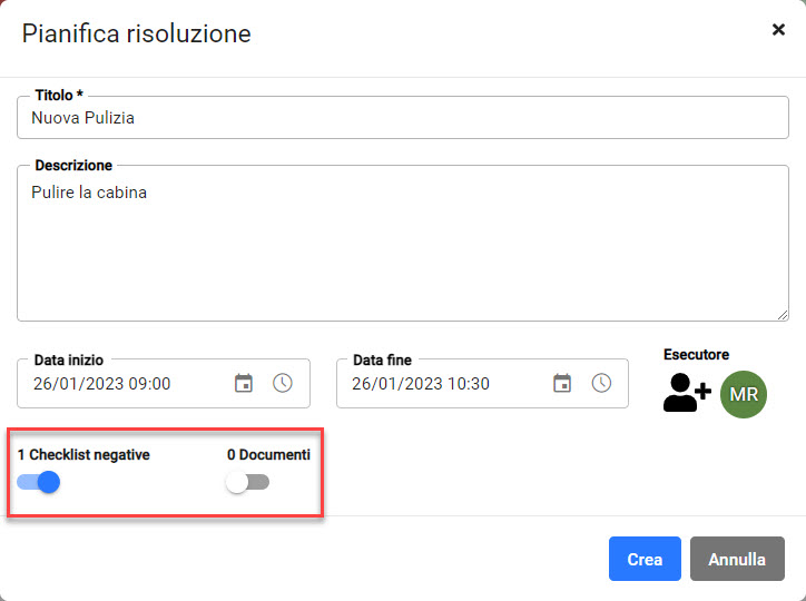 Non conformità - nuove funzionalità