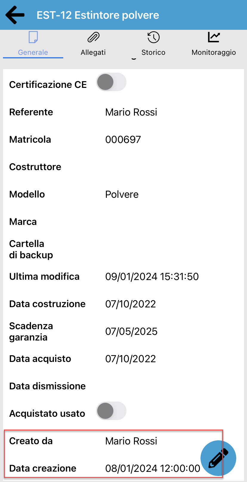 Asset - Nuovi campi 