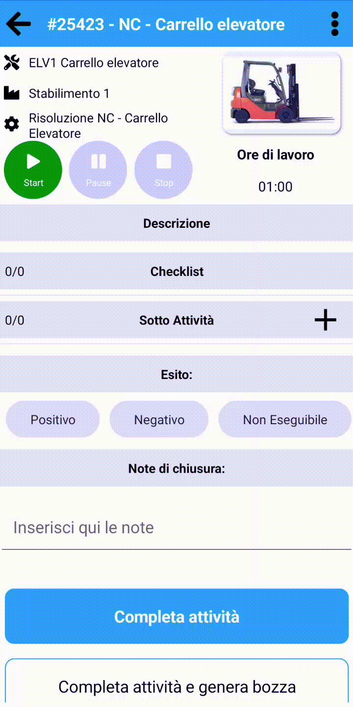 Attività – Generazione report e bozze in chiusura
