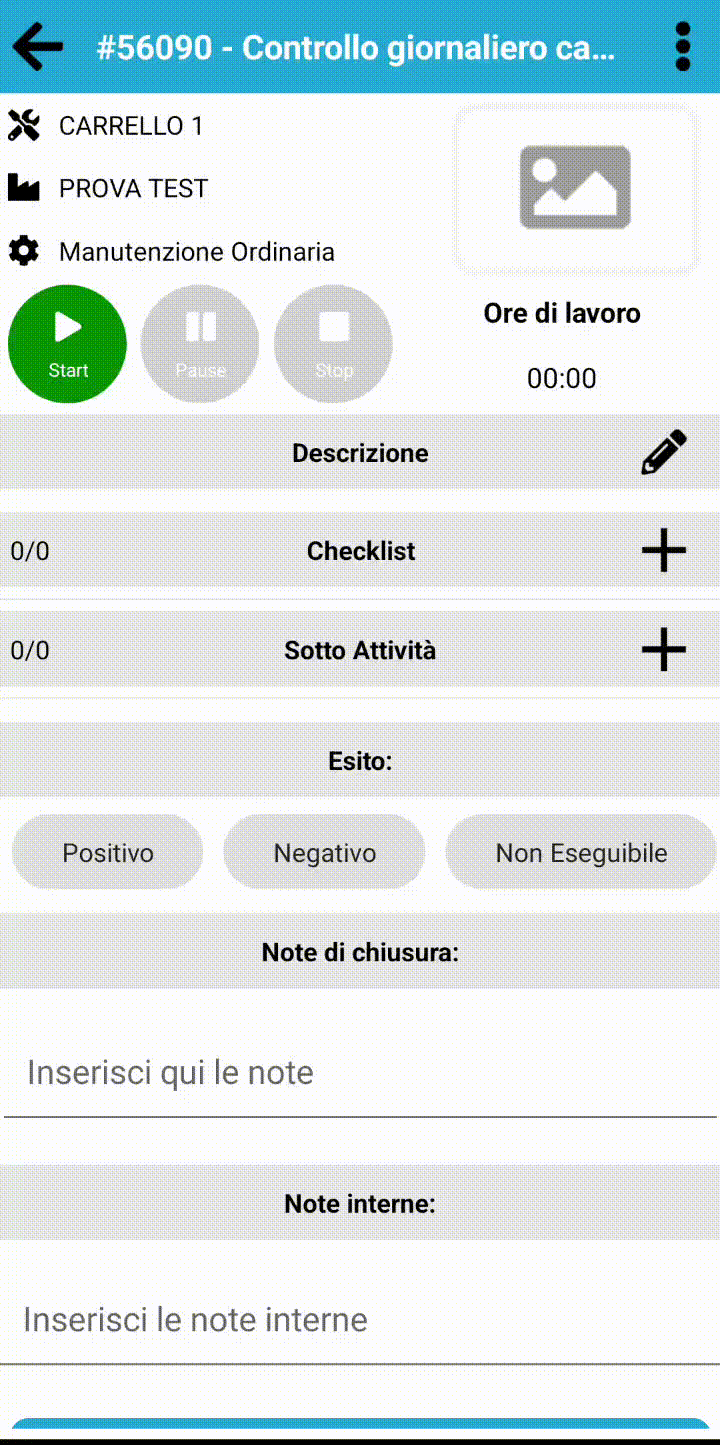 Creazione checklist dall'app