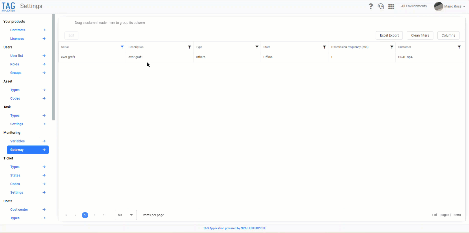 Monitoraggio – Disattivazione temporanea delle notifiche di un gateway