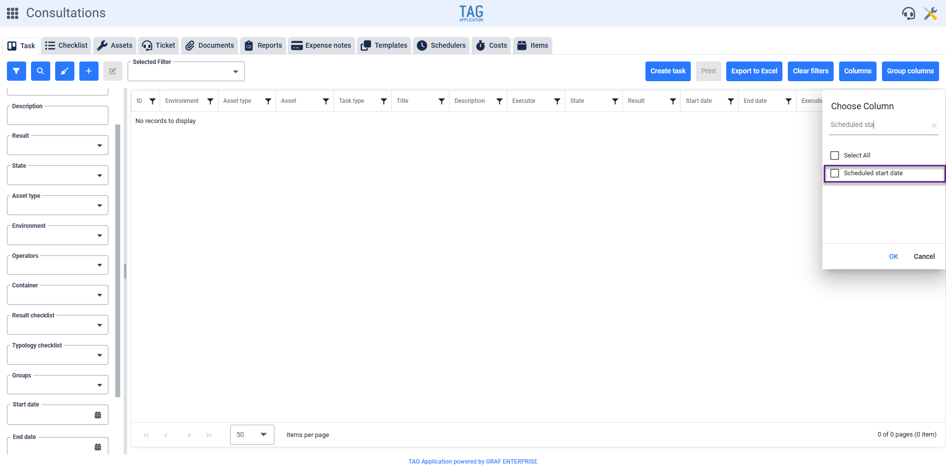 Impostazioni – Modifica ordinamento gruppi dati personalizzati