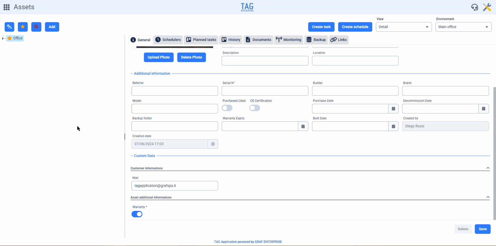 Ticket - Automatic inheritance of customized asset data