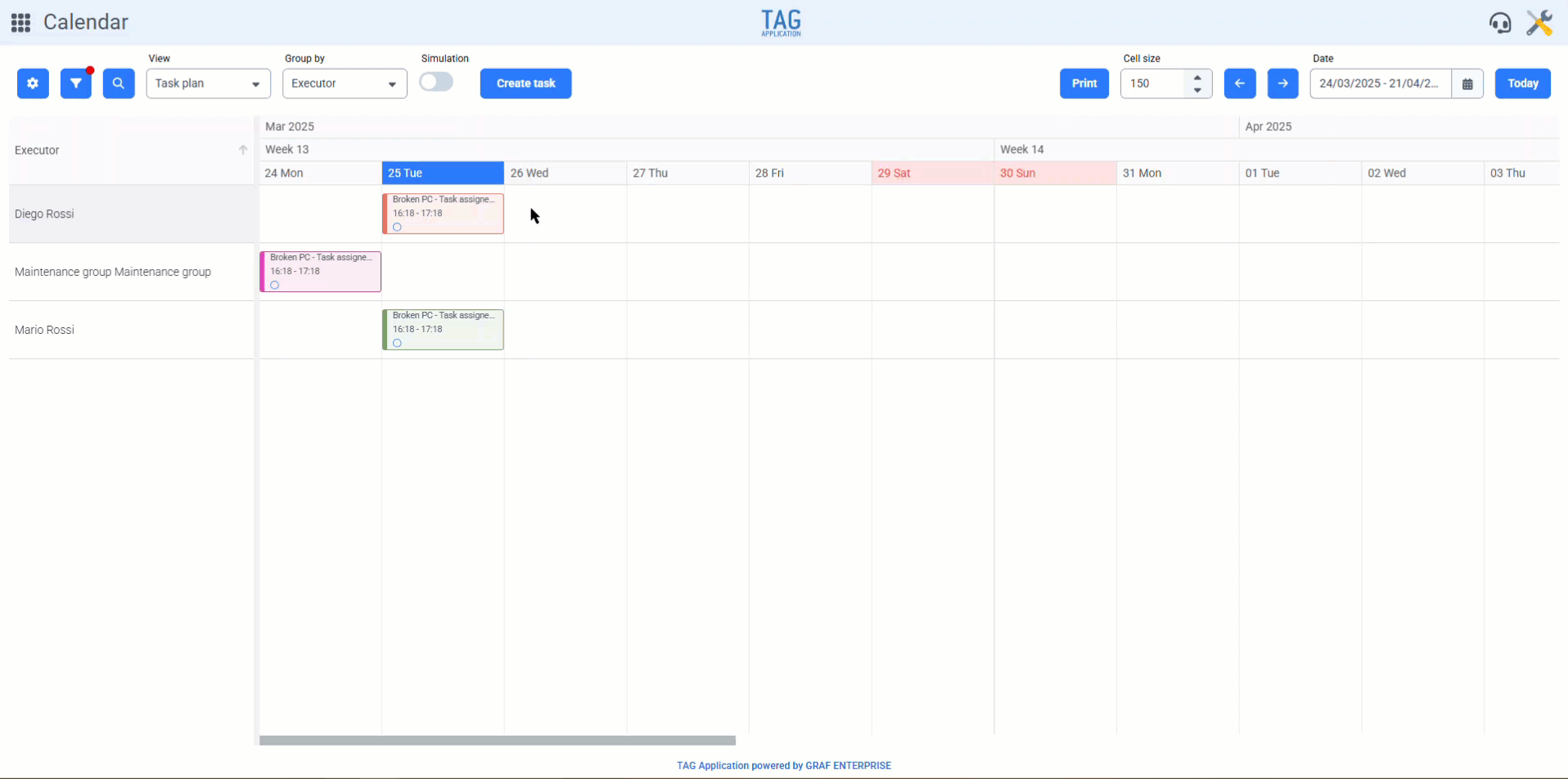 Task – Change to default performer in closing phase1
