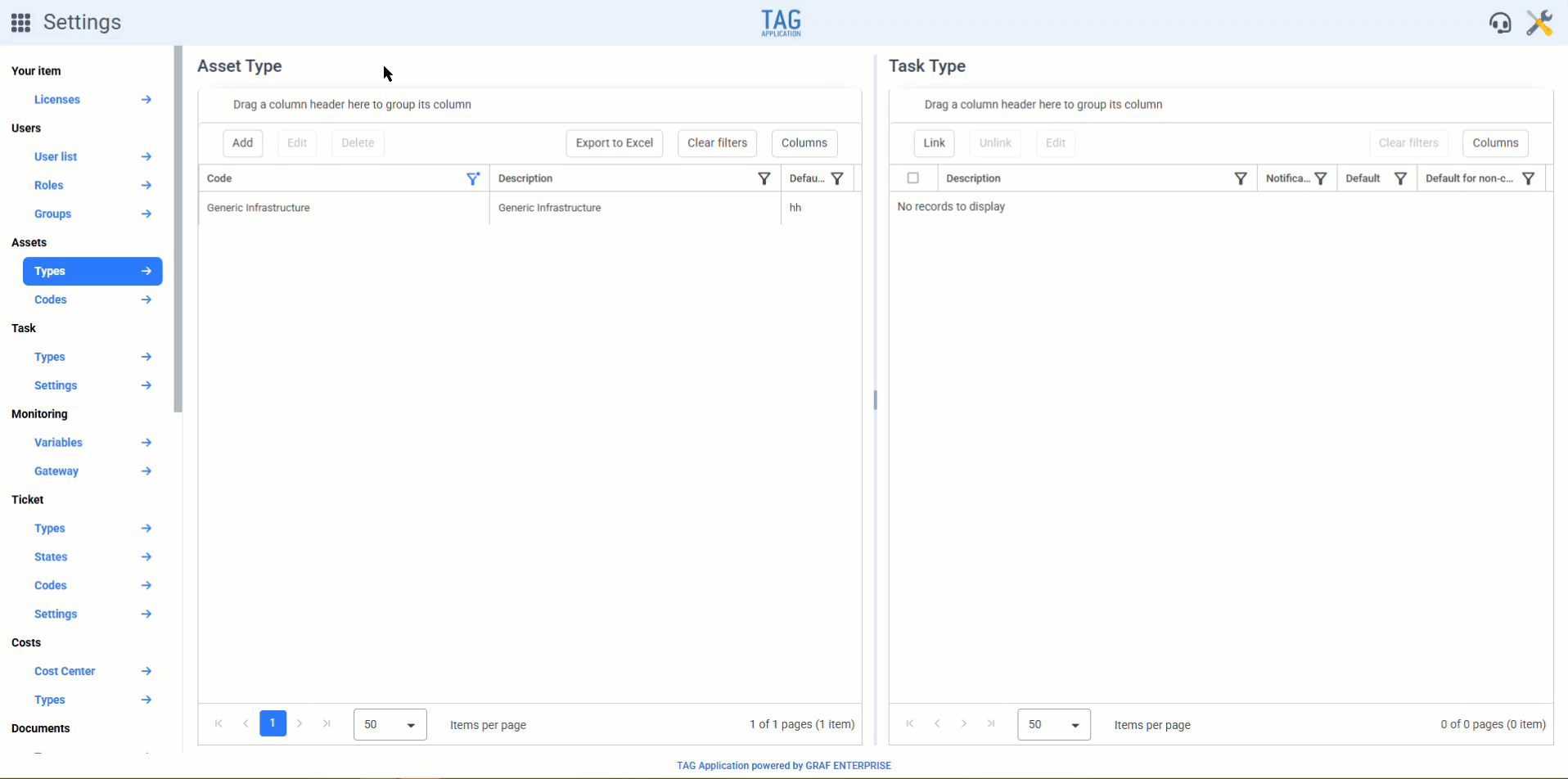 Impostazioni – Propagazione di dati personalizzati a tipologie di attività associate a più tipologie di asset